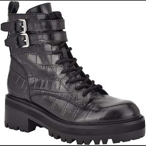 NEW IN BOX: Marc Fisher LTD Barren Well Made Black Leather Boots with buckle